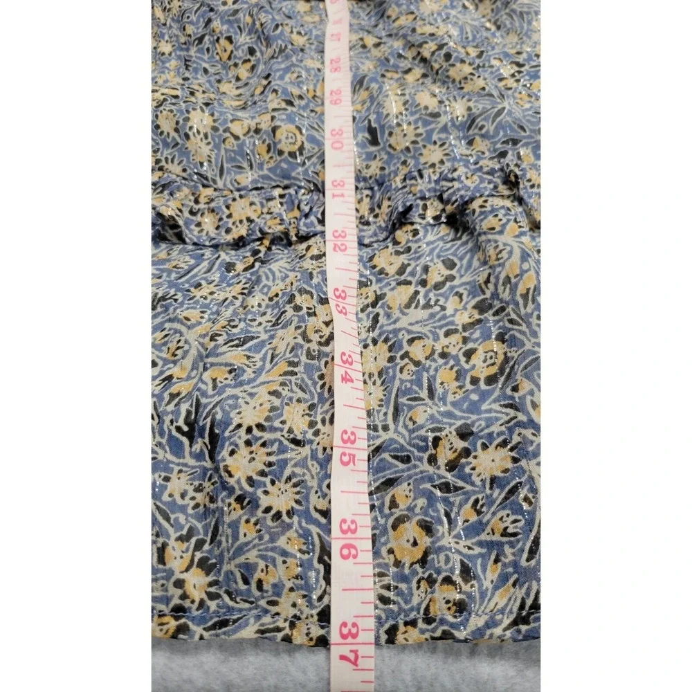 Anthropologie Blue Floral Metallic Off Shoulder Tiered Midi Dress NWT‎ Size 2